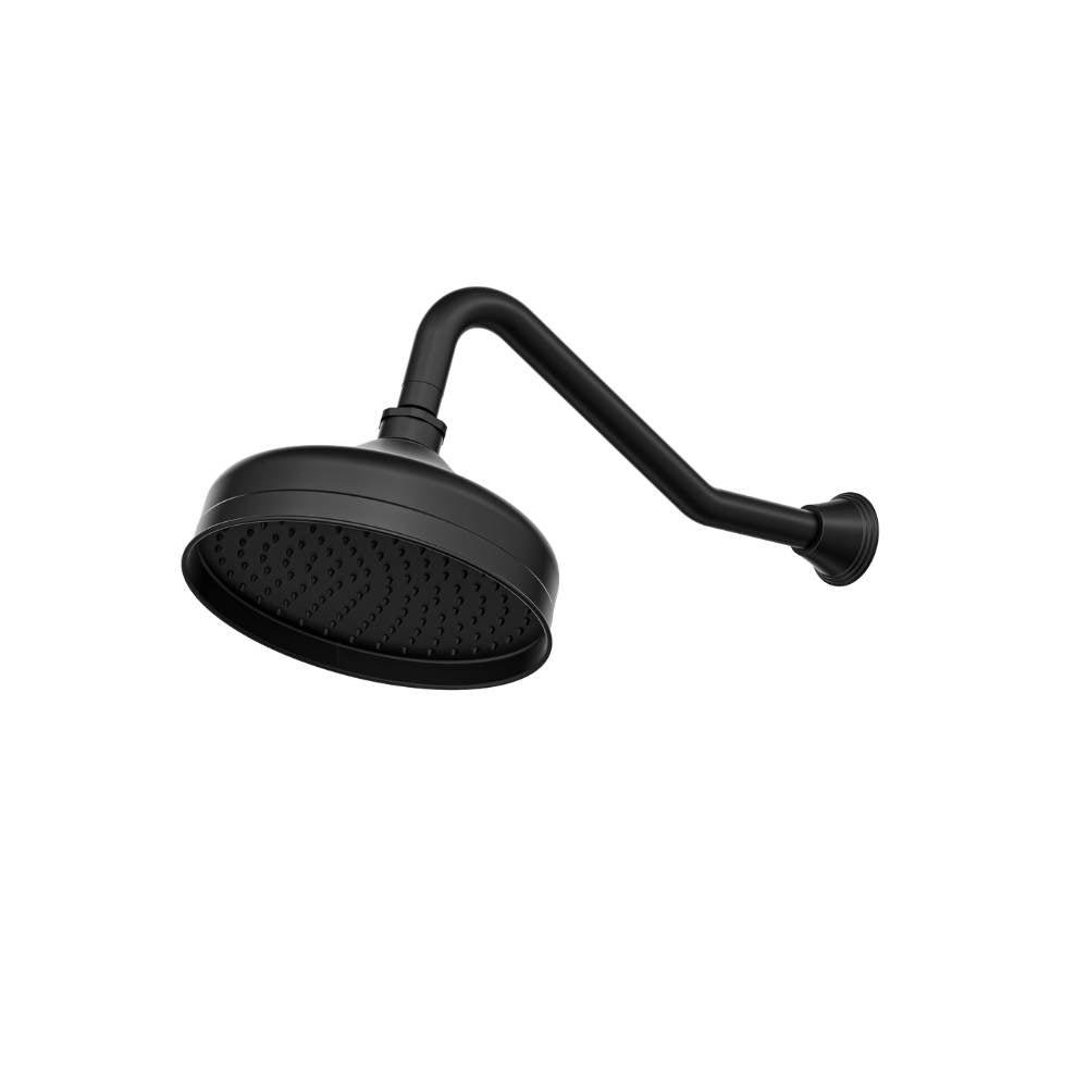 Vintage Wall Shower Arm with 210mm Head - Matte Black