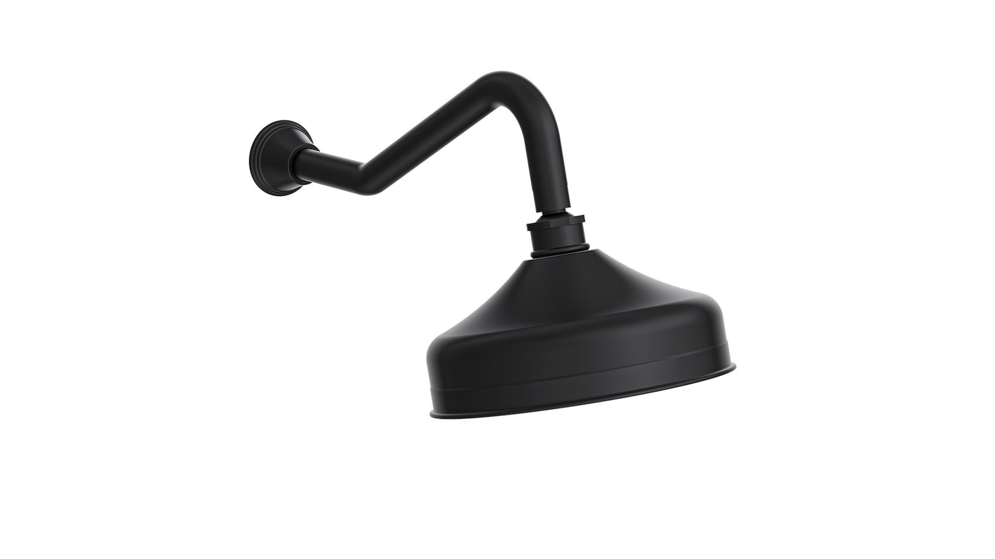 Vintage Wall Shower Arm with 210mm Head - Matte Black