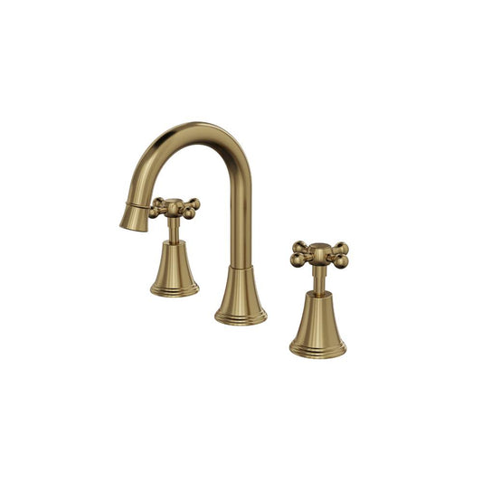 Vintage Cross Handle Basin Set - Brushed Brass
