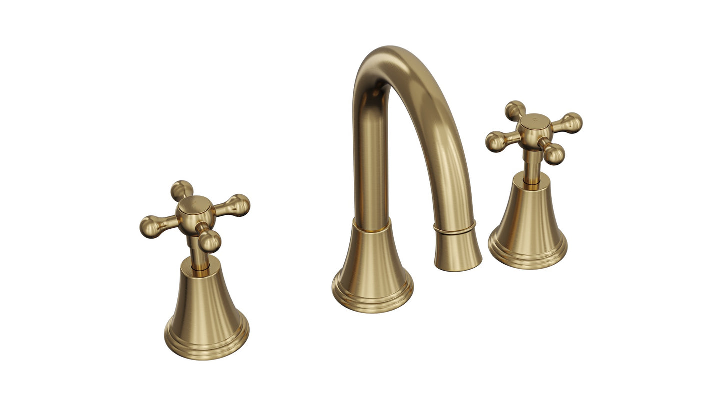 Vintage Cross Handle Basin Set - Brushed Brass