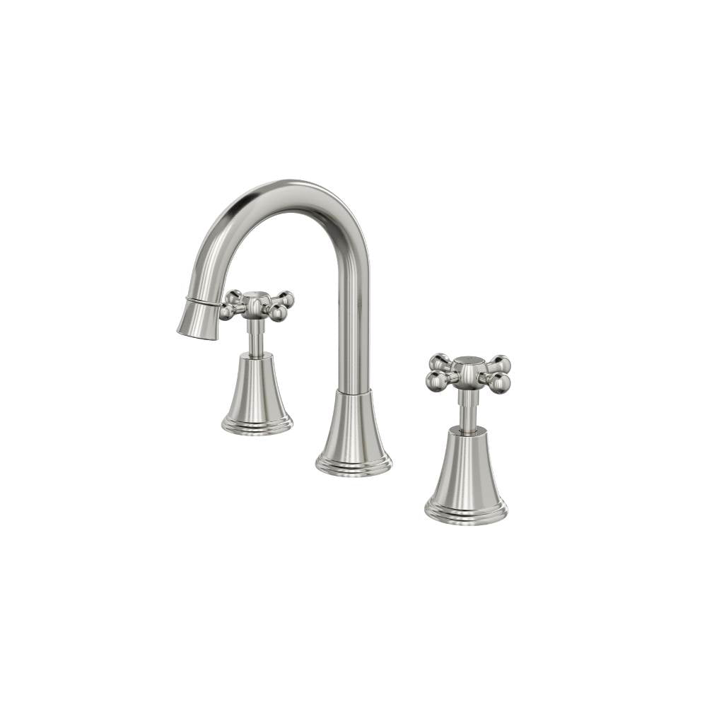 Vintage Cross Handle Basin Set - Brushed Nickel