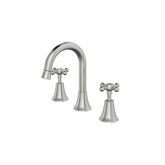 Vintage Cross Handle Basin Set - Brushed Nickel