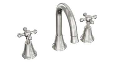 Vintage Cross Handle Basin Set - Brushed Nickel