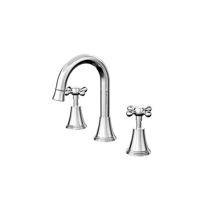 Vintage Cross Handle Basin Set - Chrome