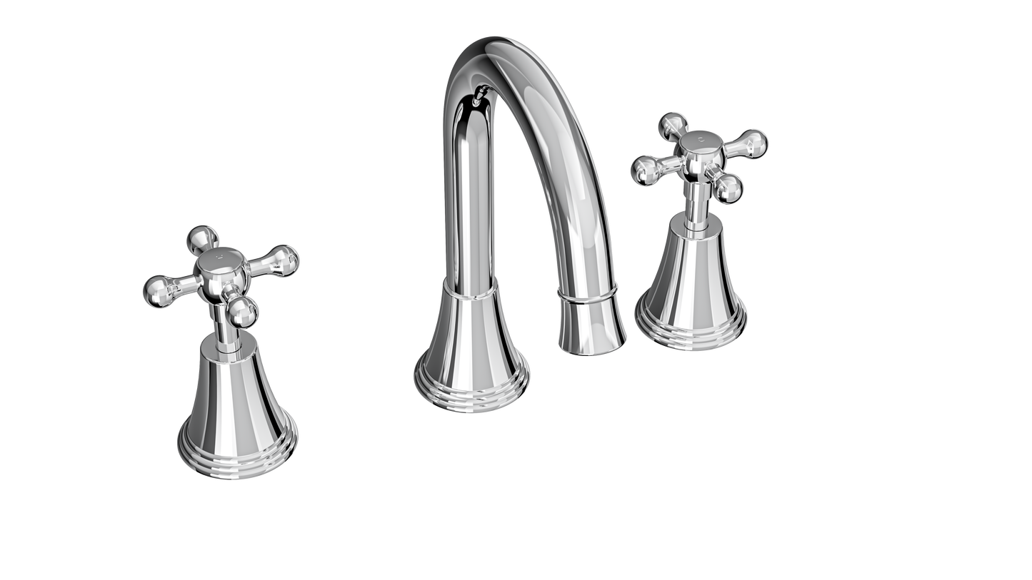 Vintage Cross Handle Basin Set - Chrome