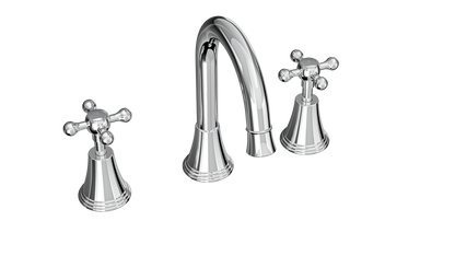 Vintage Cross Handle Basin Set - Chrome