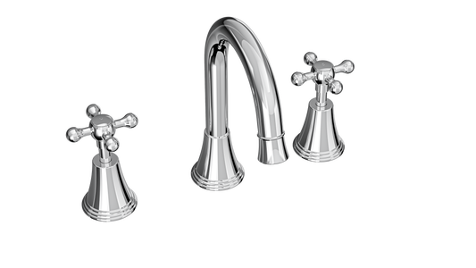 Vintage Cross Handle Basin Set - Chrome