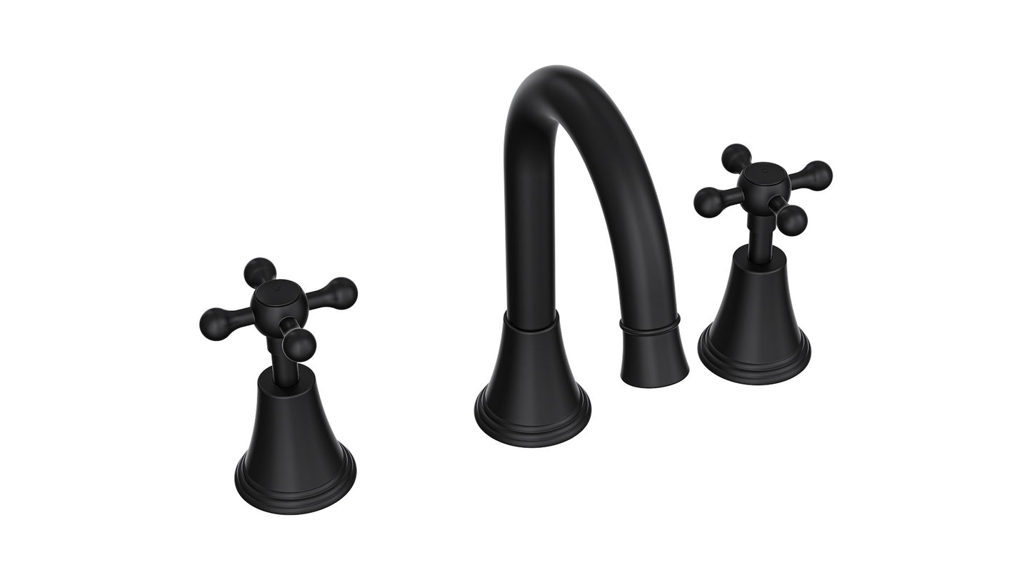 Vintage Cross Handle Basin Set - Matte Black