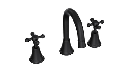 Vintage Cross Handle Basin Set - Matte Black
