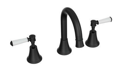 Vintage Lever Handle Basin Set - Matte Black