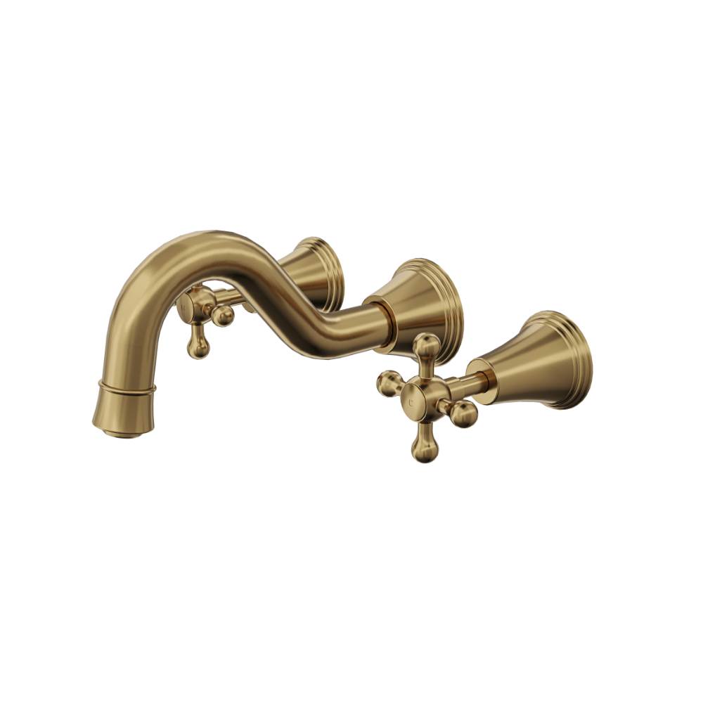 Vintage Cross Handle Bath Set - Brushed Brass