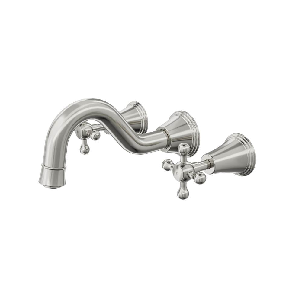 Vintage Cross Handle Bath Set - Brushed Nickel