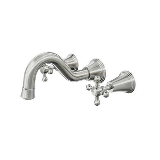 Vintage Cross Handle Bath Set - Brushed Nickel