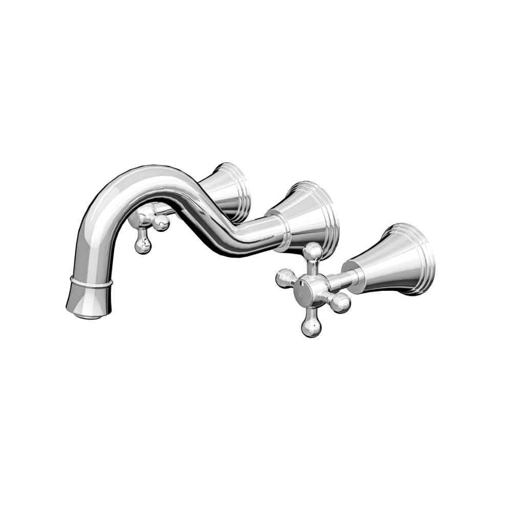Vintage Cross Handle Bath Set - Chrome