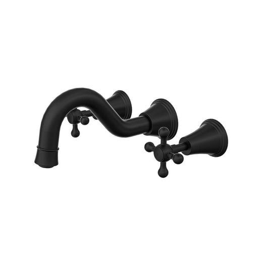 Vintage Cross Handle Bath Set - Matte Black