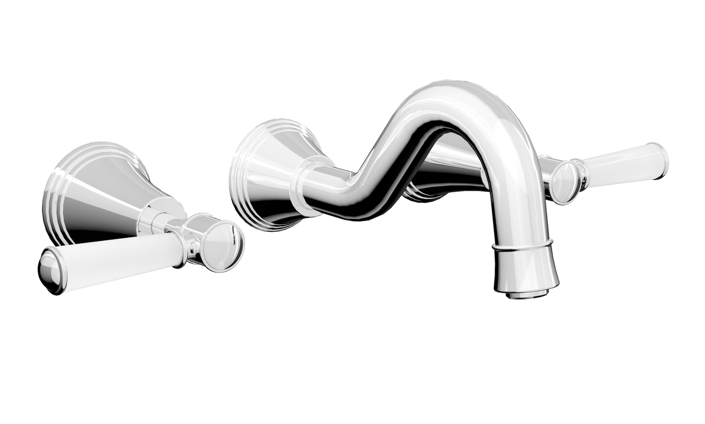 Vintage Lever Handle Bath Set - Chrome