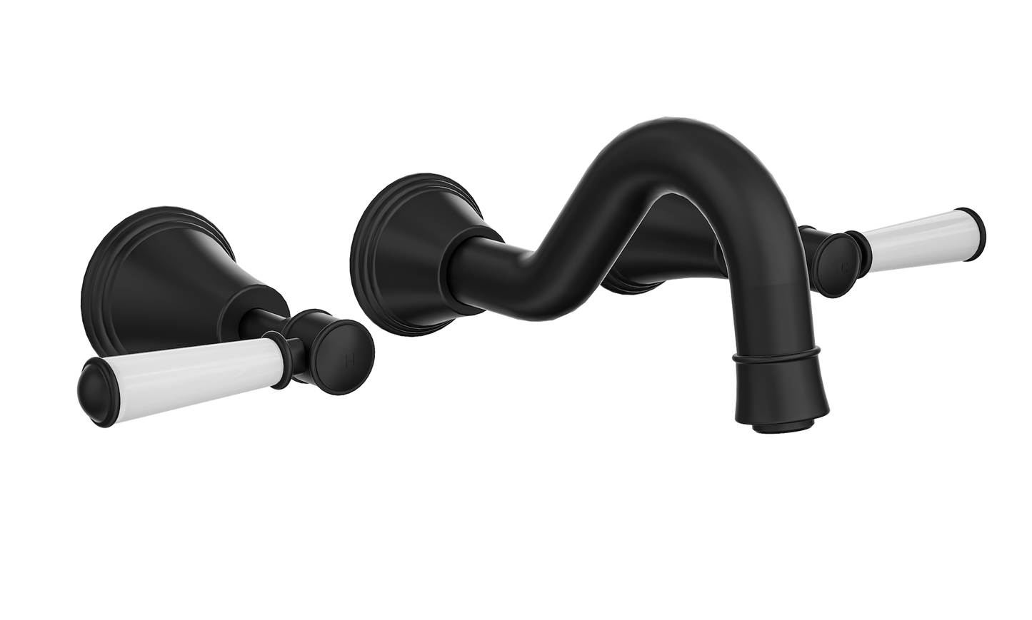 Vintage Lever Handle Bath Set - Matte Black