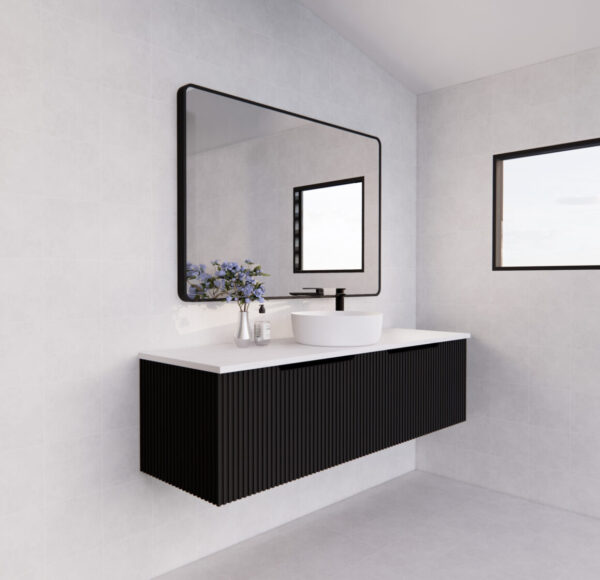 1500mm Vienna * Matt Black             * Fluted style          * 1 tier                 2 Drawers                      * Wall Hung