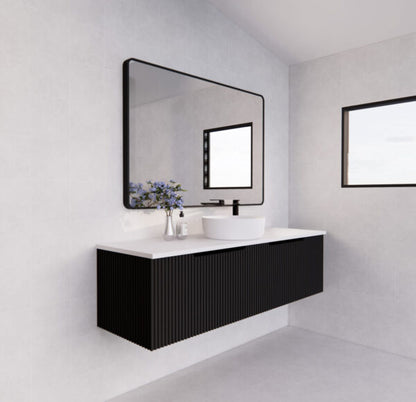1500mm Vienna * Matt Black             * Fluted style          * 1 tier                 2 Drawers                      * Wall Hung