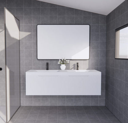 1500mm Vienna *  Matt White         * Fluted style          * 1 tier                 2 Drawers                      * Wall Hung