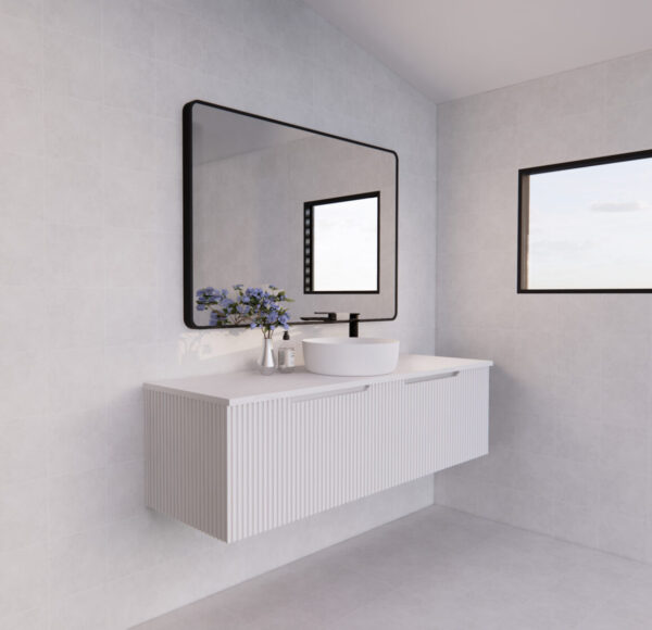 1500mm Vienna *  Matt White         * Fluted style          * 1 tier                 2 Drawers                      * Wall Hung