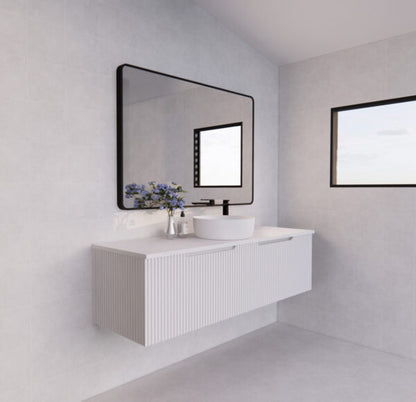 1500mm Vienna *  Matt White         * Fluted style          * 1 tier                 2 Drawers                      * Wall Hung