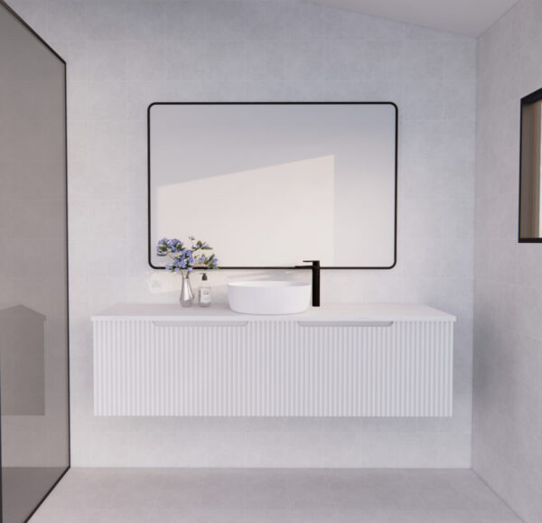 1500mm Vienna *  Matt White         * Fluted style          * 1 tier                 2 Drawers                      * Wall Hung