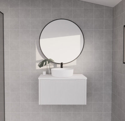 750mm Vienna * Matt White   *Fluted style                        *1 tier  1 Drawer                          *Wall Hung