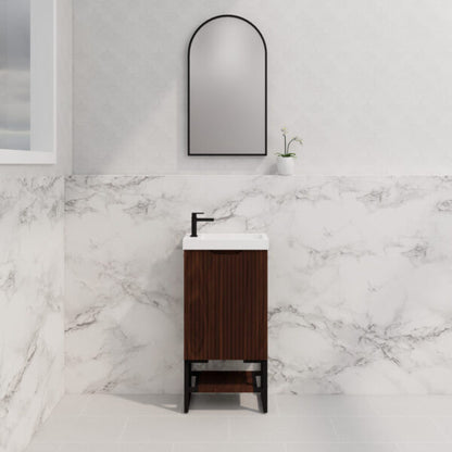 450mm * Brown oak   *Fluted style                        *1 door                         *Freestanding                      * mini vanity * Poly Top Included