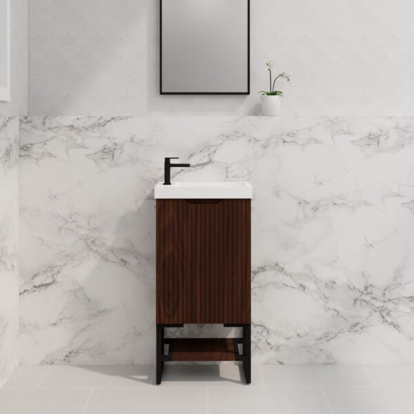 450mm * Brown oak   *Fluted style                        *1 door                         *Freestanding                      * mini vanity * Poly Top Included