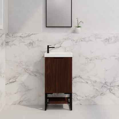 450mm * Brown oak   *Fluted style                        *1 door                         *Freestanding                      * mini vanity * Poly Top Included