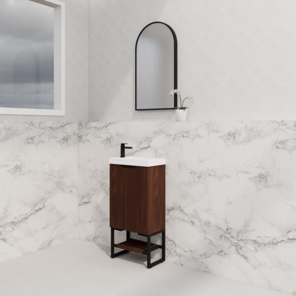 450mm * Brown oak   *Fluted style                        *1 door                         *Freestanding                      * mini vanity * Poly Top Included
