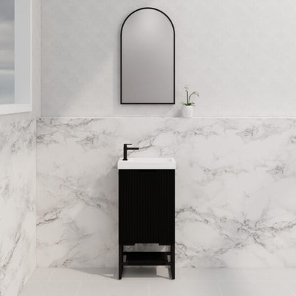 450mm * Matt Black   *Fluted style                        *1 door                         *Freestanding                     * mini vanity * Poly Top Included