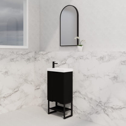 450mm * Matt Black   *Fluted style                        *1 door                         *Freestanding                     * mini vanity * Poly Top Included