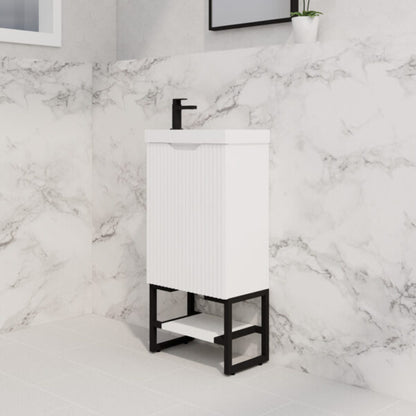 450mm * Matt white   *Fluted style                        *1 door                         *Freestanding                   * mini vanity * Poly Top Included