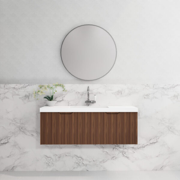 1200mm Vienna * Brown oak   *Fluted style                        *1 tier  2 Drawers                          *Wall Hung