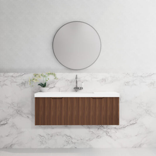 1200mm Vienna * Brown oak   *Fluted style                        *1 tier  2 Drawers                          *Wall Hung
