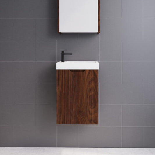 450mm * Brown oak   *Fluted style                        *1 door                         *Wall Hung                      * mini vanity