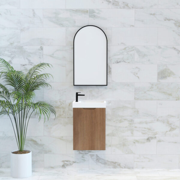 450mm * Solid Timber   *Fluted style                        *1 door                         *Wall Hung                      * mini vanity