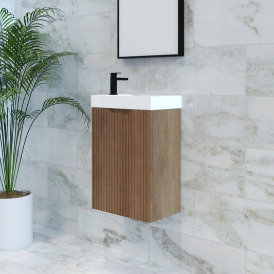 450mm * Solid Timber   *Fluted style                        *1 door                         *Wall Hung                      * mini vanity