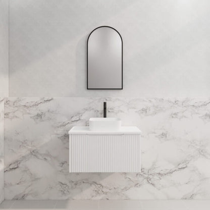 750mm Vienna * Matt White   *Fluted style                        *1 tier  1 Drawer                          *Wall Hung