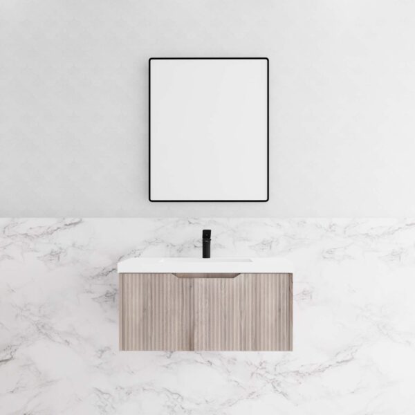 900mm Vienna * White oak   *Fluted style                        *1 tier  1 Drawer                          *Wall Hung