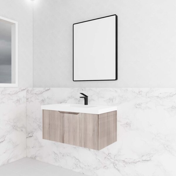 900mm Vienna * White oak   *Fluted style                        *1 tier  1 Drawer                          *Wall Hung