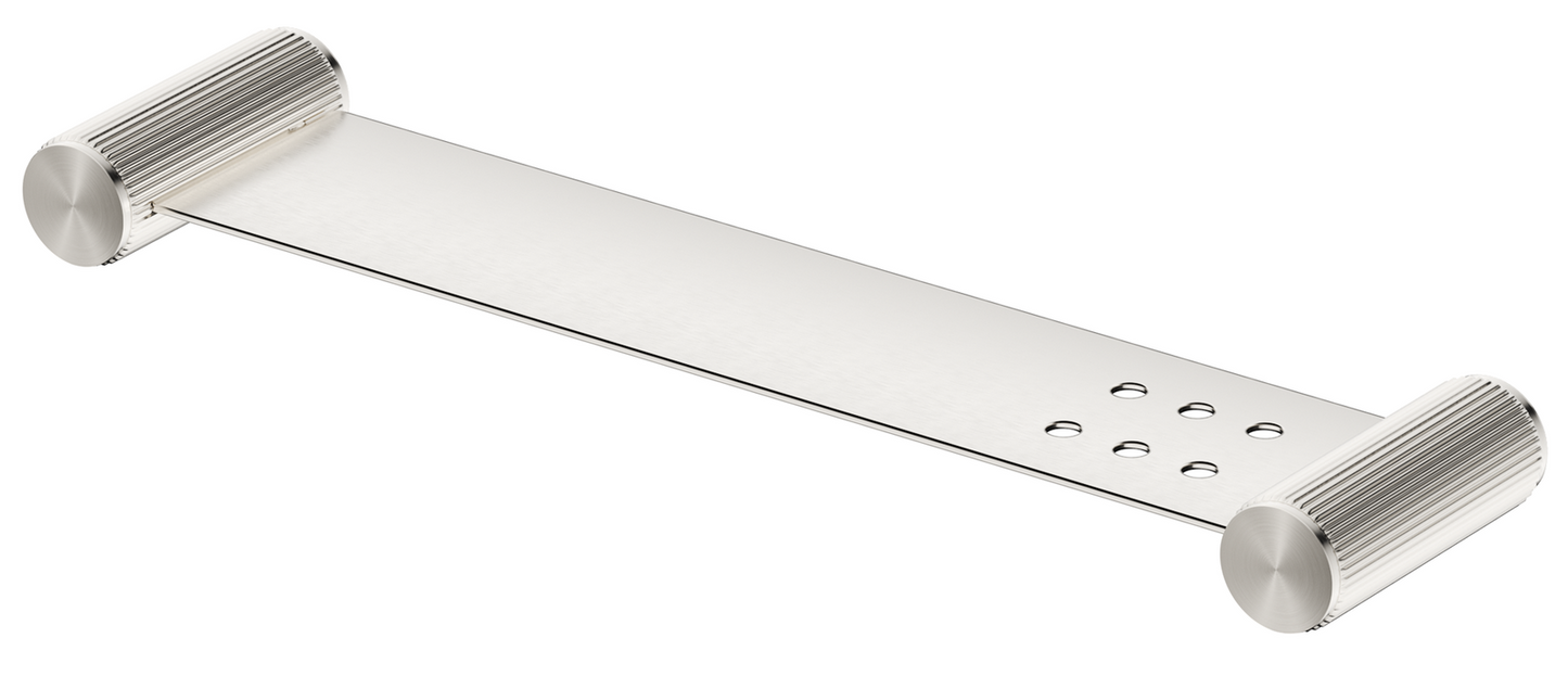 Mica Fluted Stainless Shelf - 400mm - Brushed Nickel