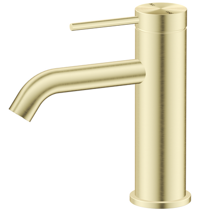 Mica Basin Mixer - Curved Spout - French Gold