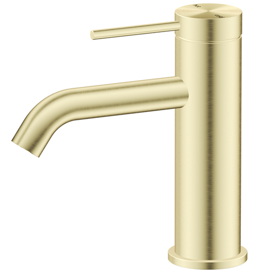 Mica Basin Mixer - Curved Spout - French Gold