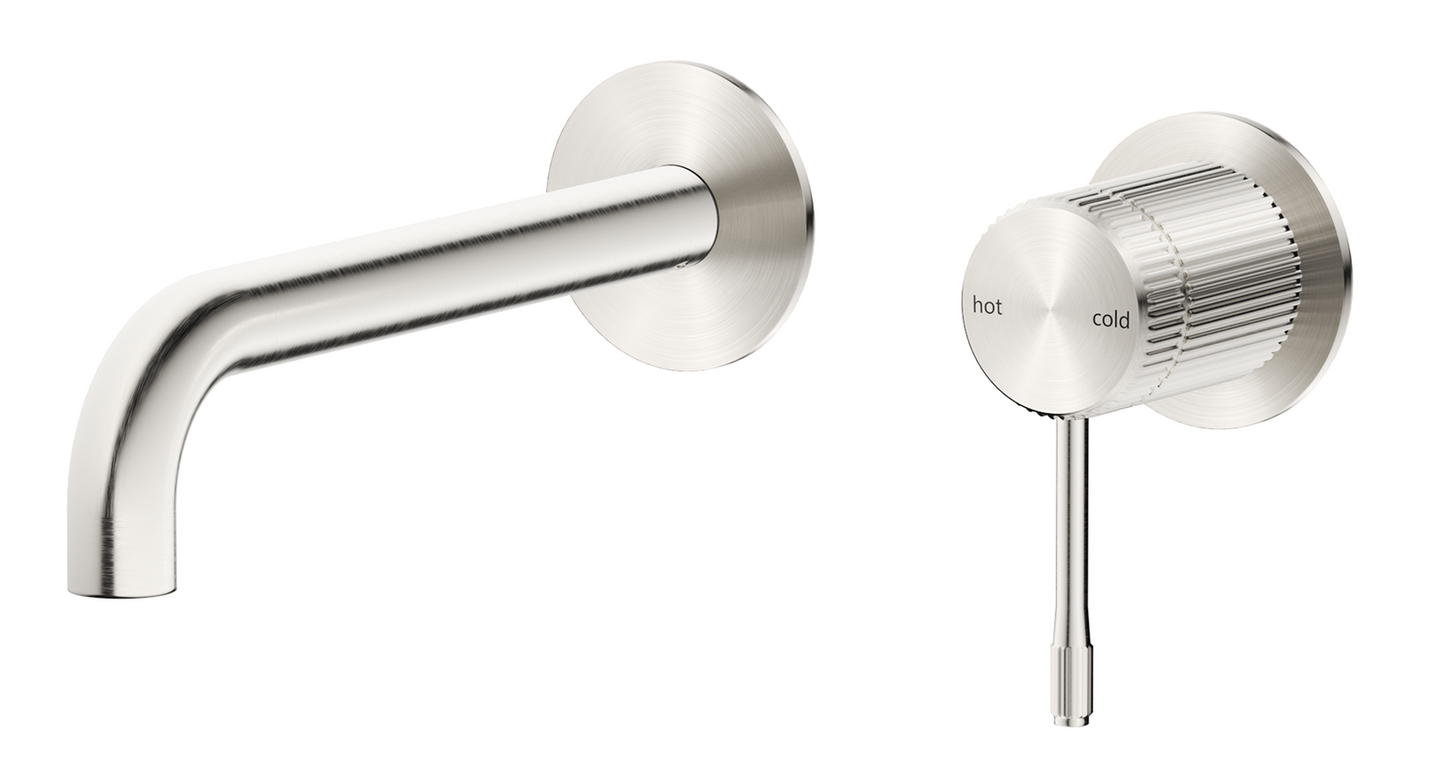 Mica Fluted Wall-Spout Combo - Brushed Nickel