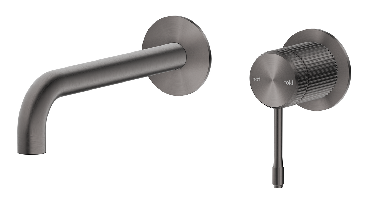 Mica Fluted Wall-Spout Combo - Gunmetal