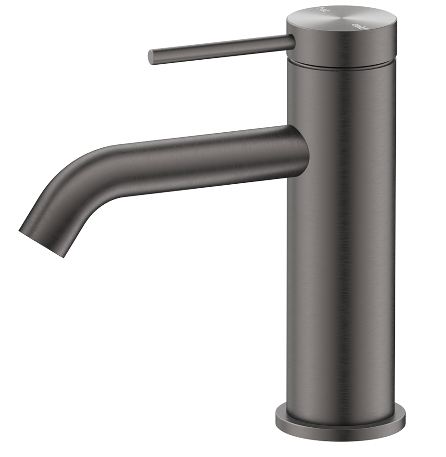Mica Basin Mixer - Curved Spout -  GUN METAL