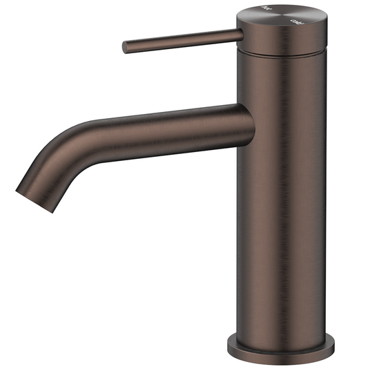 Mica Basin Mixer - Curved Spout - Dusk Bronze